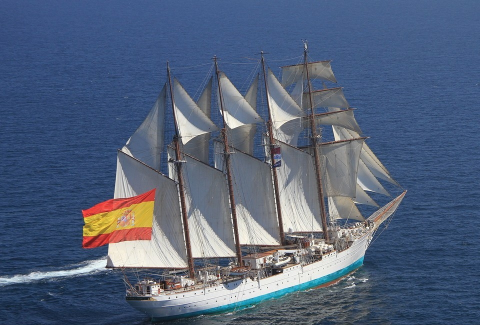 JUAN SEBASTIAN DE ELCANO is the sail training vessel of the Spanish Navy. The four masted topsail schooner was built in 1927 and is named after the first navigator to have circumnavigated the world.